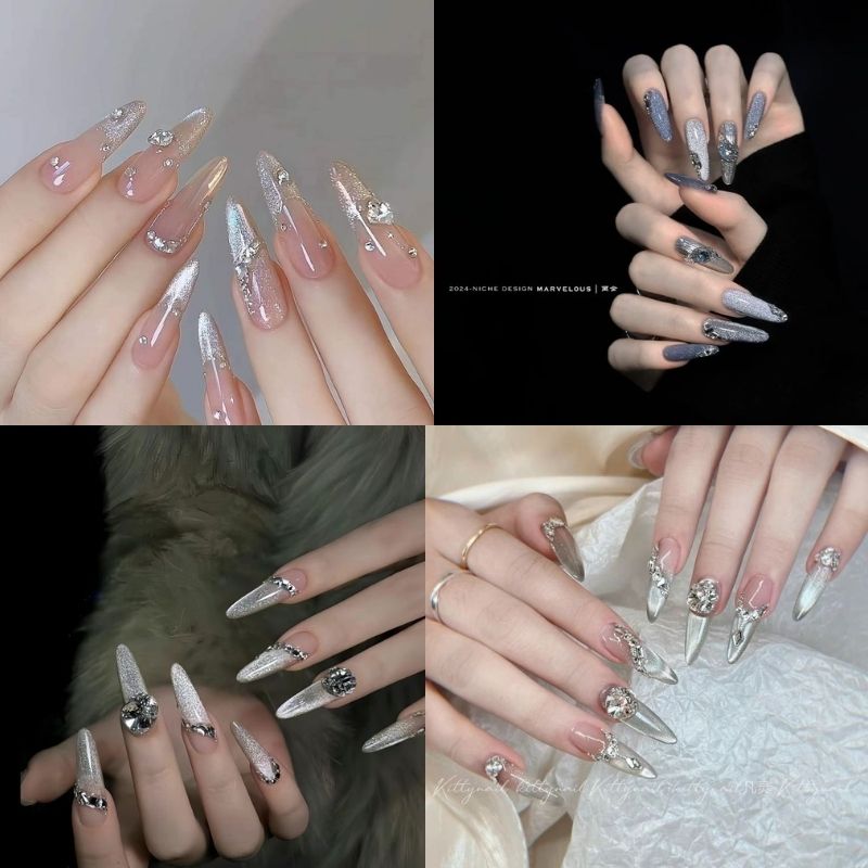 Móng Dài Sang Trọng: 12 Mẫu Nail Thời Thượng Ai Cũng Mê 2 mẫu nail móng nhọn tròn