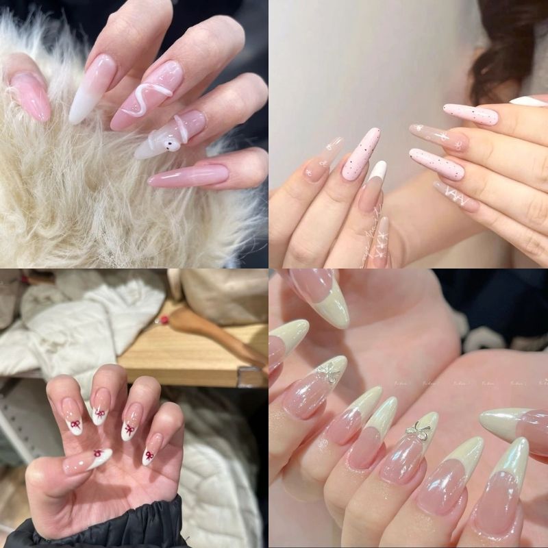 Móng Dài Sang Trọng: 12 Mẫu Nail Thời Thượng Ai Cũng Mê 4 mẫu nail móng nhọn tròn