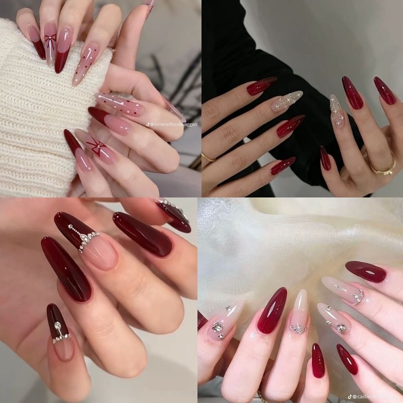 Móng Dài Sang Trọng: 12 Mẫu Nail Thời Thượng Ai Cũng Mê 3 mẫu nail móng nhọn tròn