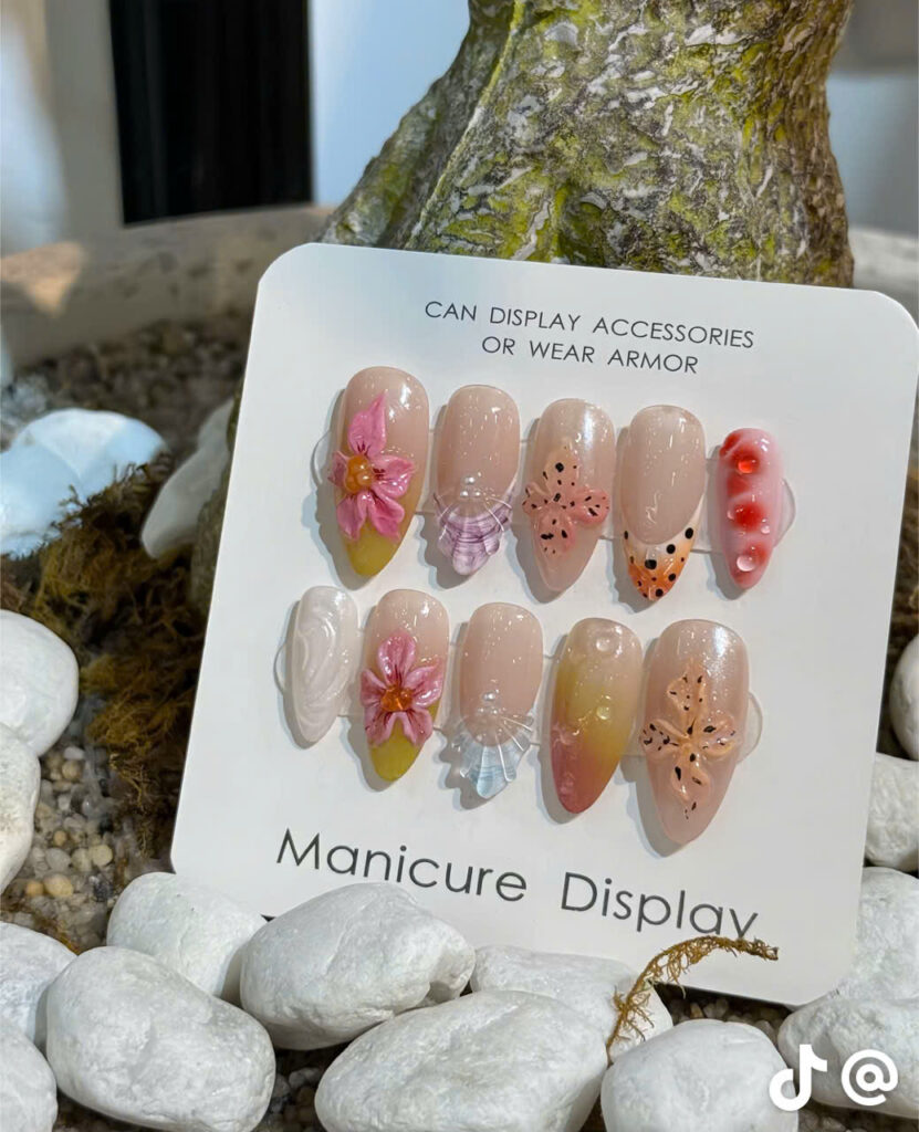 mẫu nail mùa hè màu cam