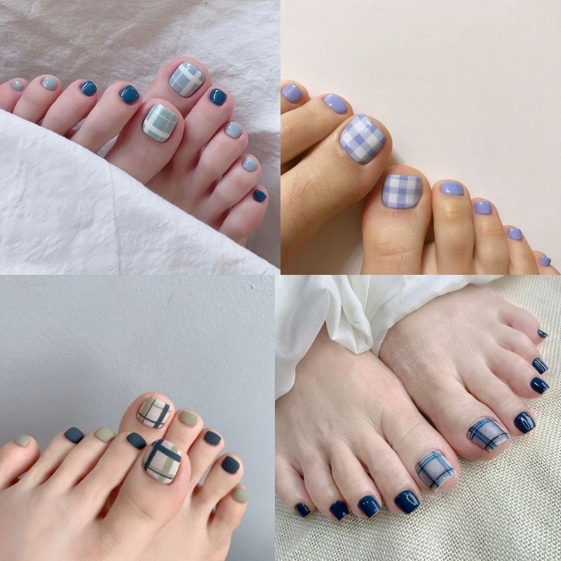 Mẫu nail chân màu xanh đẹp