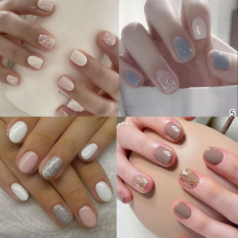 mau-nail-mong-ngan-4 mẫu nail móng ngắn sơn nhũ