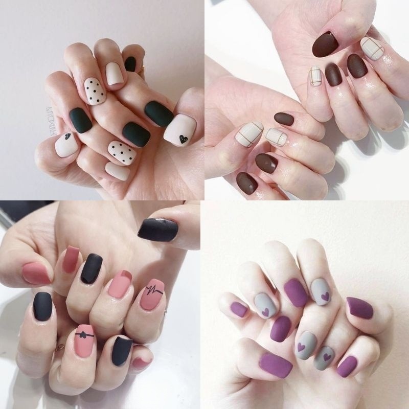 mau-nail-mong-ngan-9-1 mẫu nail móng ngắn sơn lì