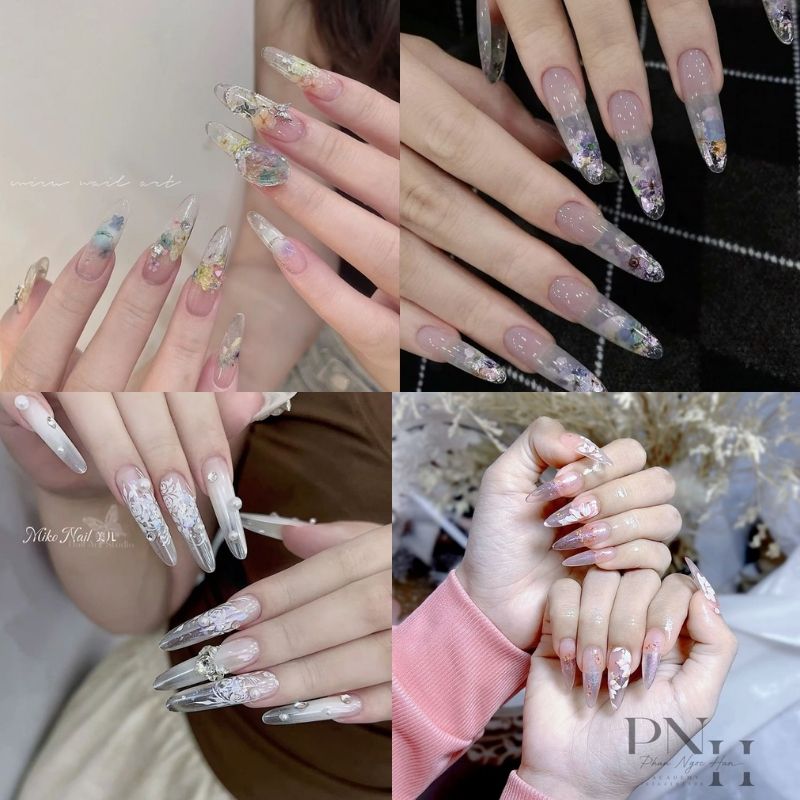 mau-nail-mong-nhon-tron-7 Mẫu nail móng nhọn tròn hoa khô
