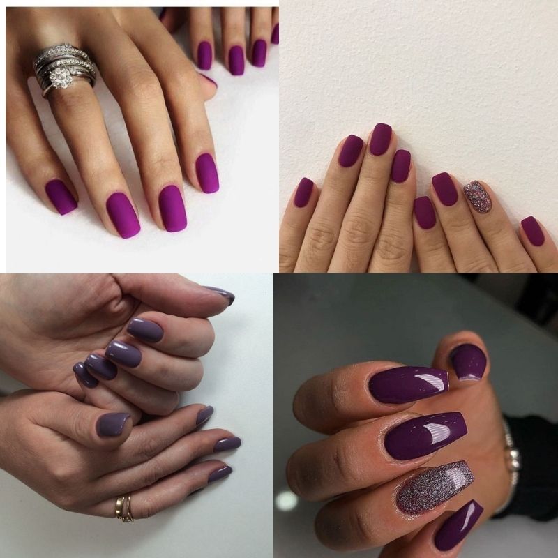 Mẫu nail tay tím lavender cho da ngăm
