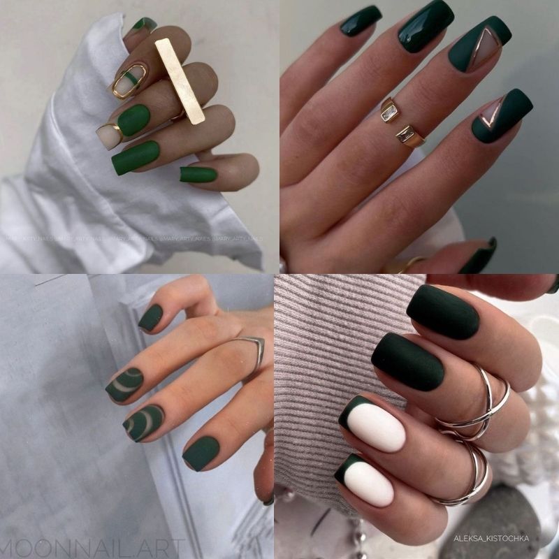 Mẫu nail tay xanh cổ vịt cho da ngăm