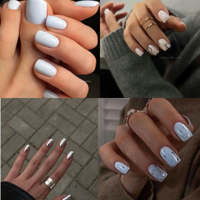 Mẫu nail tay trắng sứ cho da ngăm