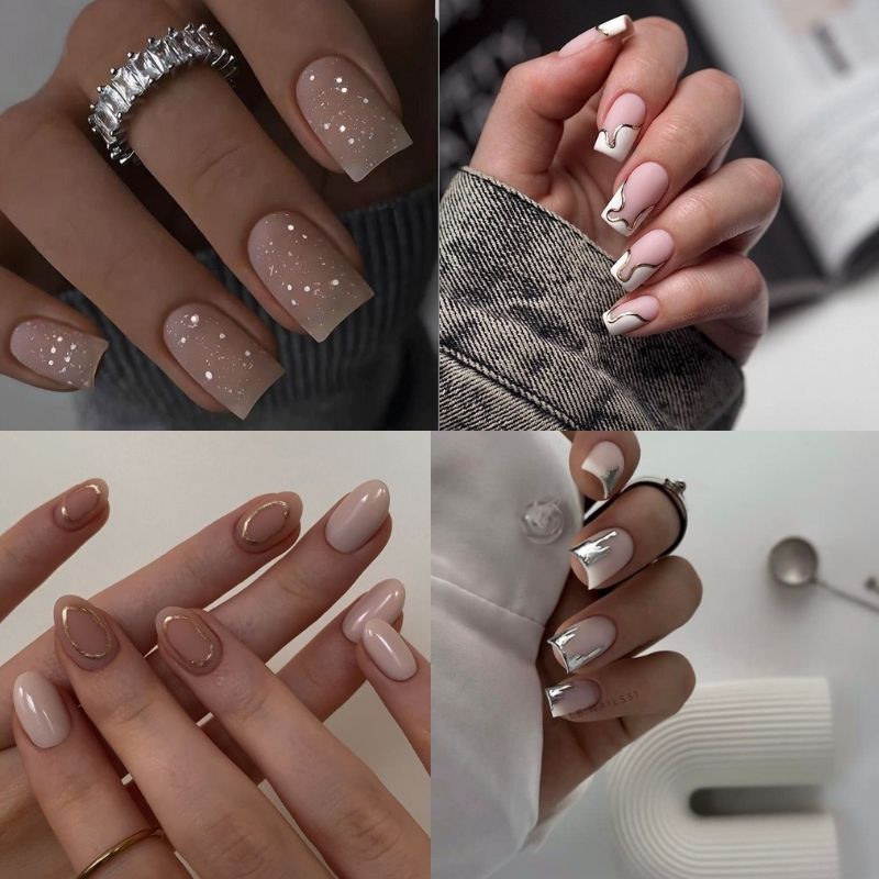 Mẫu nail tay nude hồng cho da ngăm