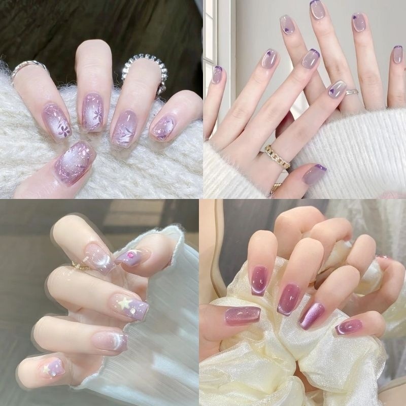 mau-nail-tay-son-thach-3-1 mẫu nail tay sơn thạch tím lavender
