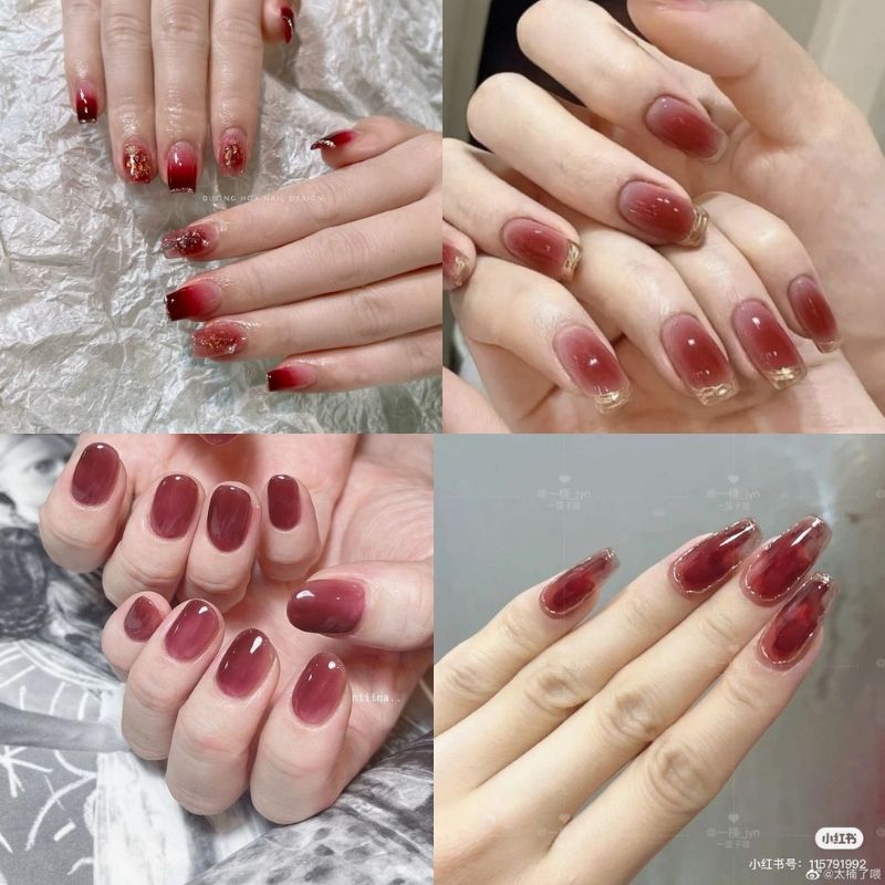 mau-nail-tay-son-thach-4 mẫu nail tay sơn thạch đỏ ruby