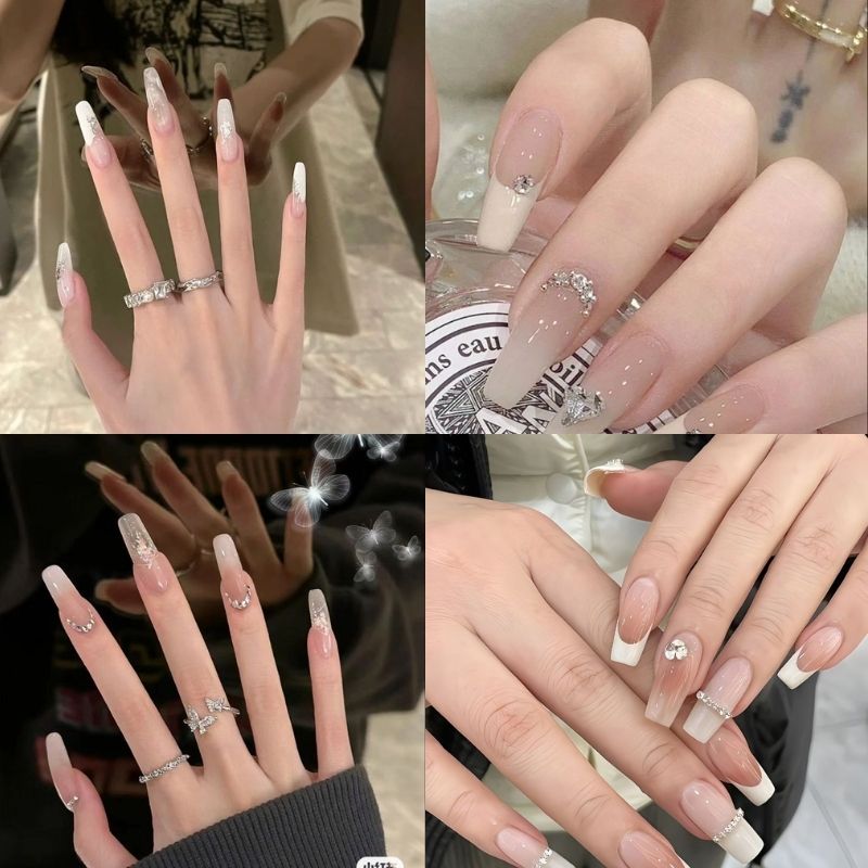 Mẫu nail trong suốt kiểu Pháp