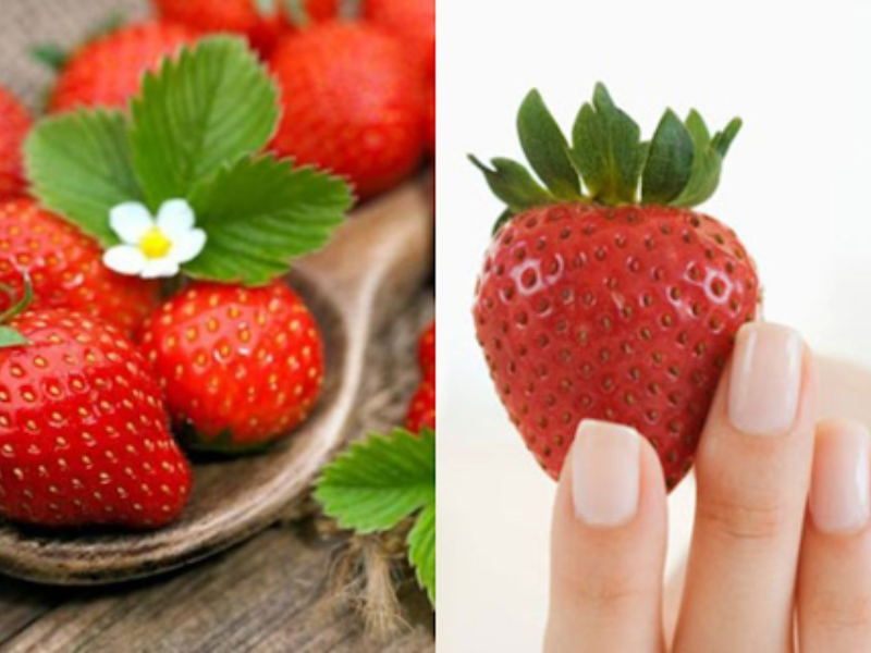Dâu tây làm sạch và trắng móng