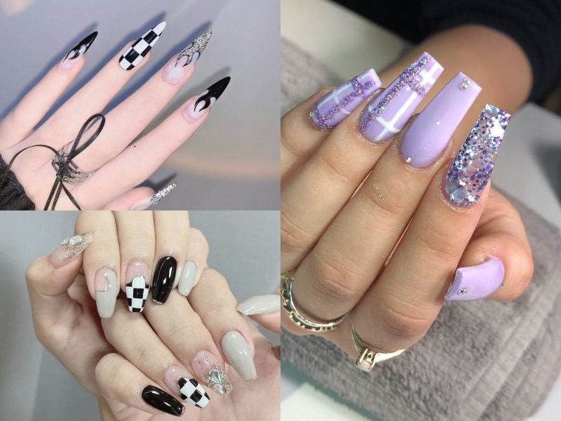 mau-nai-ke-caro-18_b33caf9b4bd743b0b198afeb7814ab2e Mẫu nail caro có nhũ