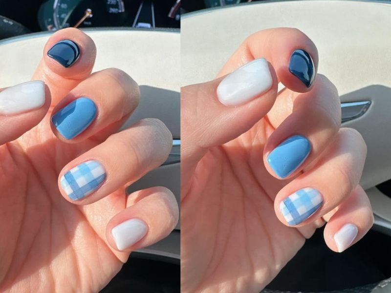 mau-nai-ke-caro-5_035f54138b4a46dfbdf452b03cc552dc Nail màu xanh kết hợp hoa văn caro