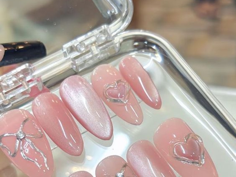 Nail box hiệu ứng mắt mèo và vân đá lấp lánh