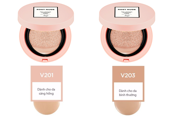 bảng màu phấn Nước Lì Mịn ROSY NUDE INK LASTING CUSHION FREE SPF50+ PA+++
