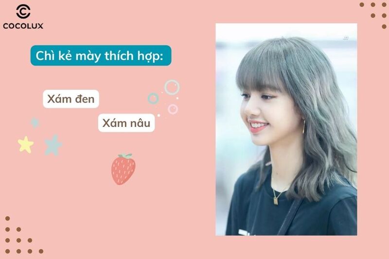 Mái tóc màu xám tro thời thượng kết hợp cùng màu lông mày màu xám đen và xám nâu “ton sur ton” 