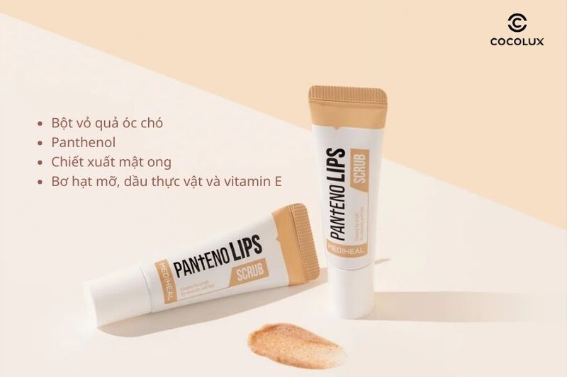 Các thành phần tiêu biểu của tẩy tế bào chết môi Mediheal Pantenolips Scrub