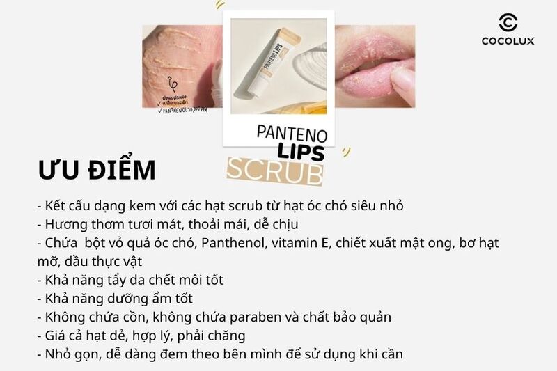 Các ưu điểm nổi trội của tẩy tế bào chết môi Mediheal Pantenolips Scrub
