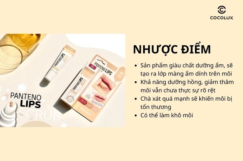 Một số nhược điểm của tẩy tế bào chết môi Mediheal Pantenolips Scrub