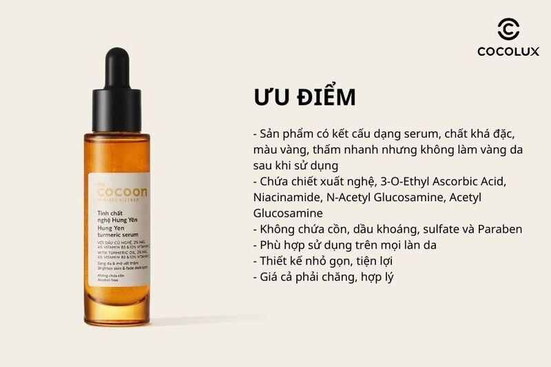 Ưu điểm của tinh chất Cocoon chiết xuất từ nghệ Hưng Yên