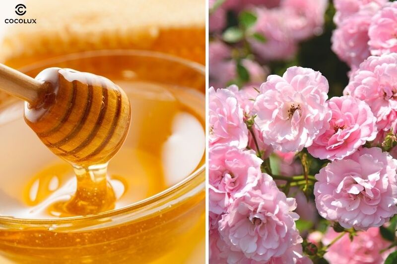 Mật ong kết hợp với cánh hoa hồng