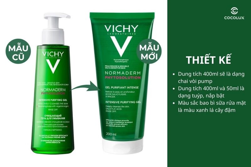 Thiết kế của gel rửa mặt Vichy Normaderm Phytosolution