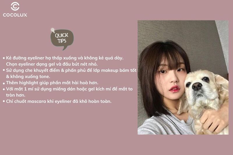 Trang điểm mắt xếch nhẹ nhàng nhưng vẫn thu hút