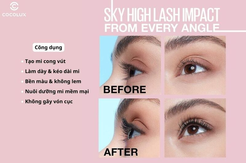 Công dụng chính của Mascara Maybelline Lash Sensational Sky High Waterproof Mascara Makeup