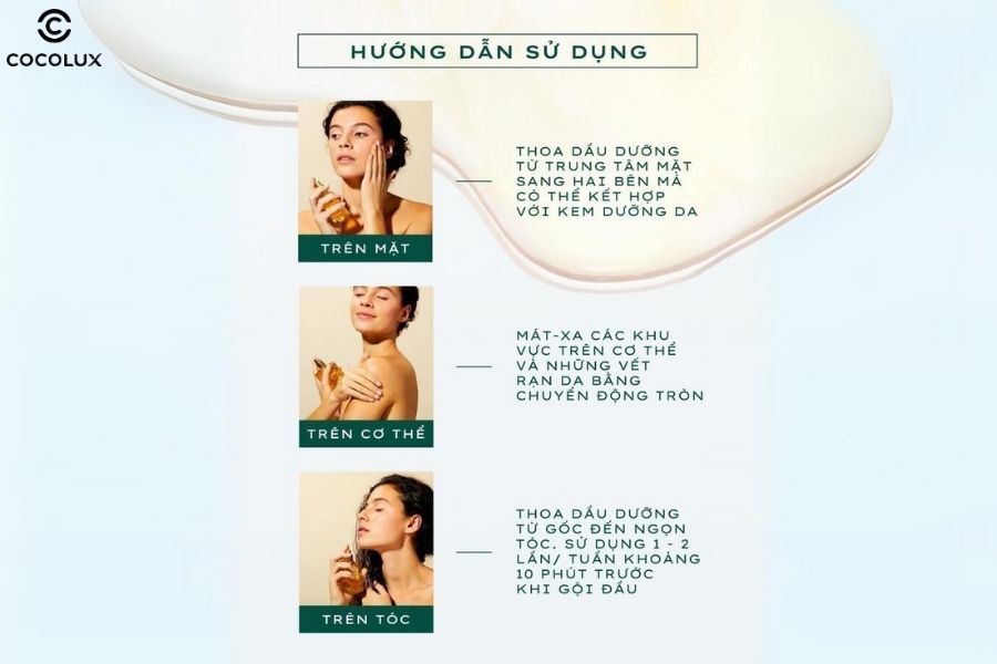 Cách sử dụng dầu dưỡng da dưỡng tóc Nuxe Huile Prodigieuse