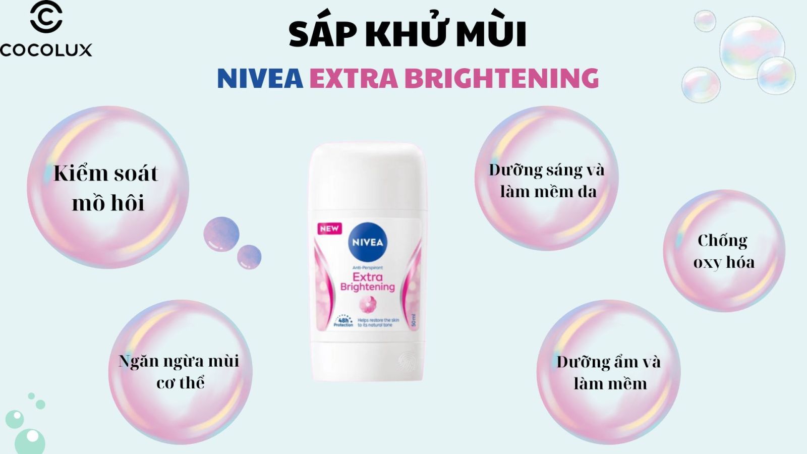 Công dụng của Sáp khử mùi Nivea Extra Brightening