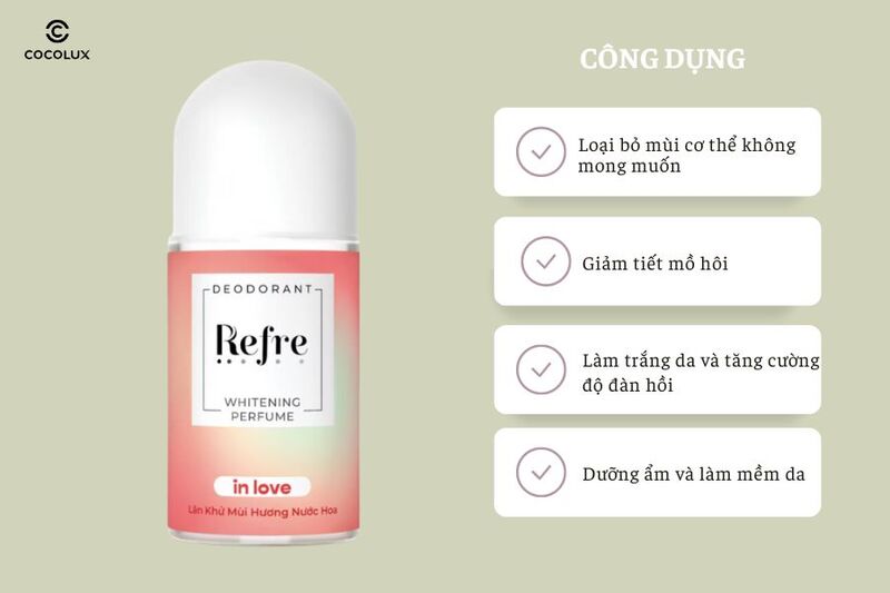 Công dụng nổi bật của Lăn Khử Mùi Refre Whitening Perfume