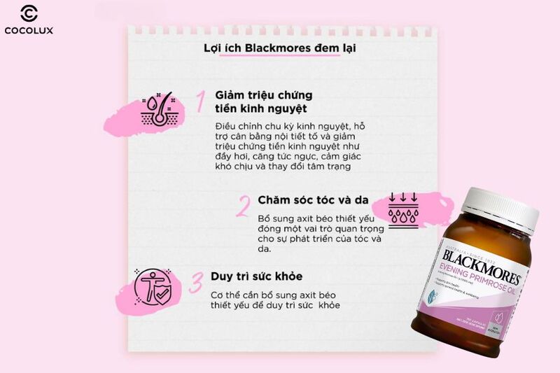 Công dụng chính của viên uống Blackmores Evening Primrose Oil tinh dầu hoa anh thảo
