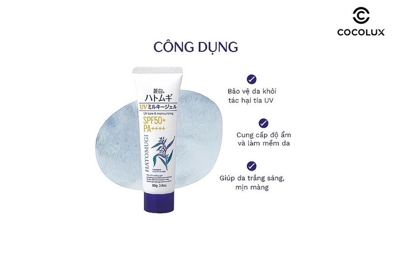 cong-dung-kem-chong-nang-hatomugi-uv-care-moisturizing Công dụng kem chống nắng Hatomugi UV Care & Moisturizing