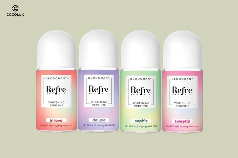 Thiết kế bao bì của Lăn Khử Mùi Refre Whitening Perfume