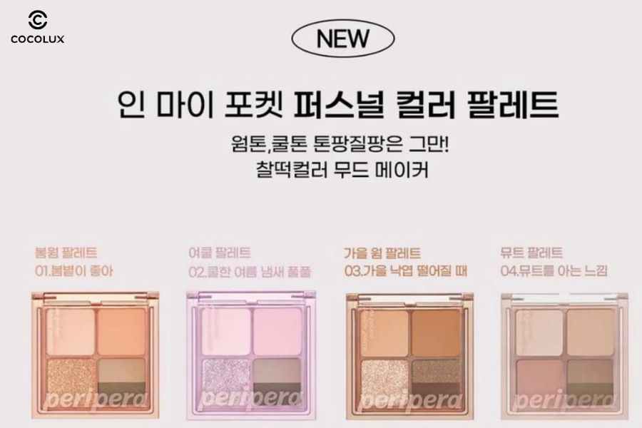 Phấn Mắt Peripera Ink 4 Ô Pocket Shadow Palette