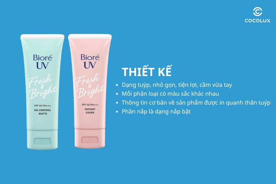 review-kem-chong-nang-biore-uv-fresh-and-bright-spf50-pa-sang-da-rang-ro-3 Thiết kế của Kem Chống Nắng Bioré UV Fresh & Bright SPF50 PA+++ Sáng Da Rạng Rỡ