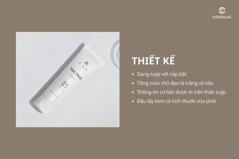 review-kem-duong-sob-tee-tree-cream-lam-sang-da-va-giam-mun-50ml-2 Thiết kế của kem dưỡng S.O.B Tea Tree Cream