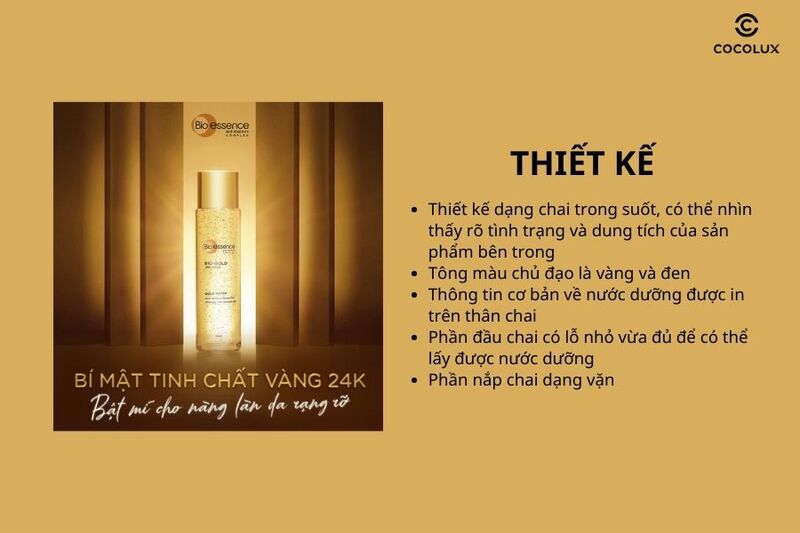 Thiết kế của nước dưỡng Bio-Essence Bio-Gold Gold Water