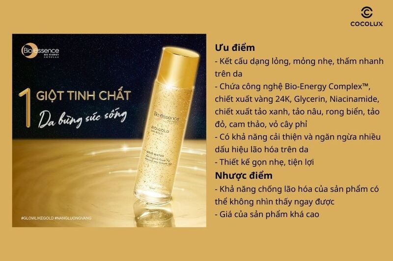 Ưu điểm và nhược điểm của nước dưỡng Bio-Essence Bio-Gold Gold Water
