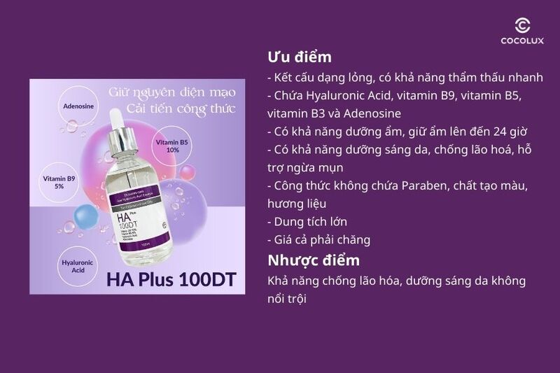 Tổng kết ưu điểm, nhược điểm của serum Dr.Sunmi Care HA Plus 100DT