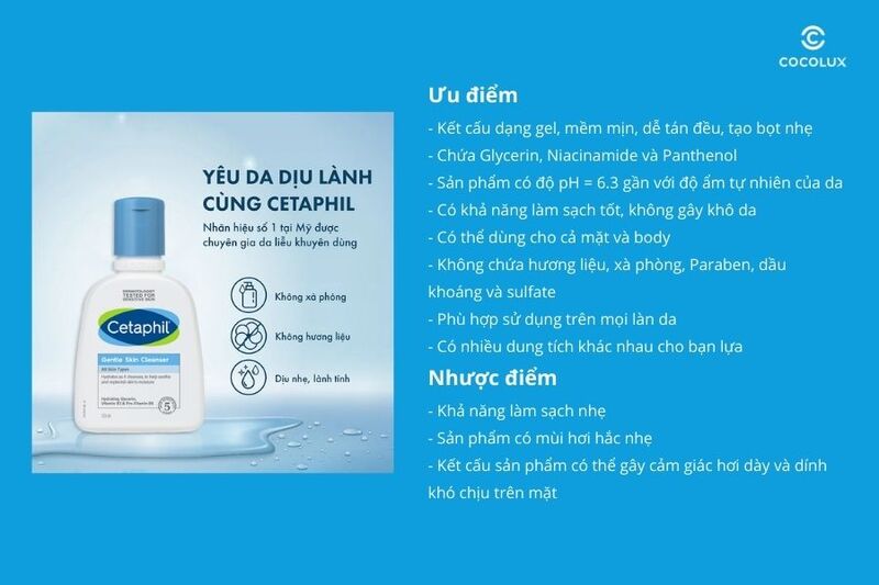 Ưu điểm và nhược điểm của sữa rửa mặt Cetaphil Gentle Skin Cleanser