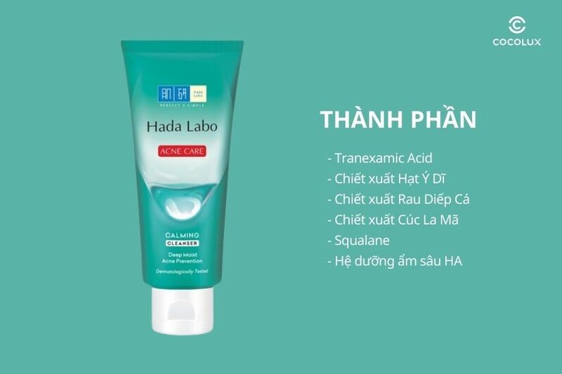 Thành phần chính của Sữa rửa mặt Hada Labo Acne Care Calming
