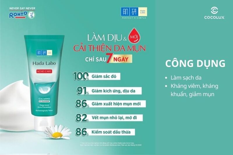 Công dụng của Sữa rửa mặt Hada Labo Acne Care Calming