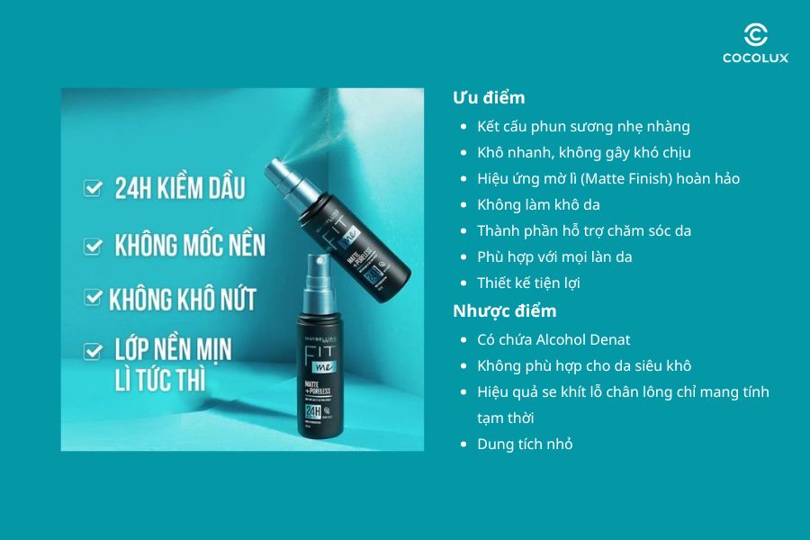 review-xit-khoa-nen-co-dinh-trang-diem-maybelline-fit-me-matte-poreless-setting-spray-60ml-5 Ưu điểm và nhược điểm của xịt khoá nền cố định trang điểm Maybelline Fit Me Matte + Poreless Setting Spray 60ml