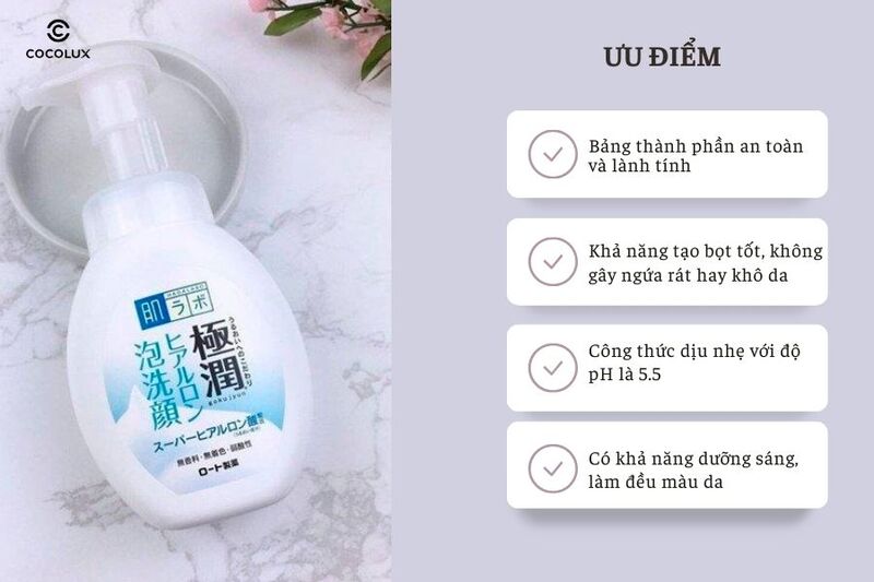 Ưu điểm của Bọt Rửa Mặt Hada Labo Dành Cho Da Khô Bản Nội Địa Nhật 