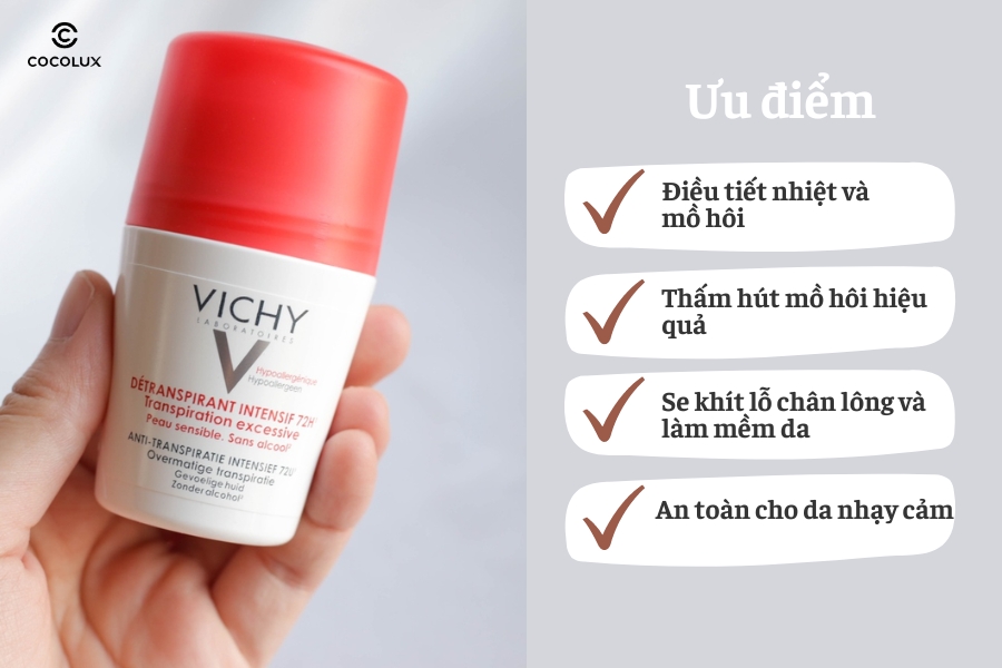 uu-diem-cua-lan-khu-mui-vichy-diet-khuan-detranspirant-intensif-72h Lăn khử mùi Vichy Diệt Khuẩn Detranspirant Intensif 72H có nhiều ưu điểm nổi bật